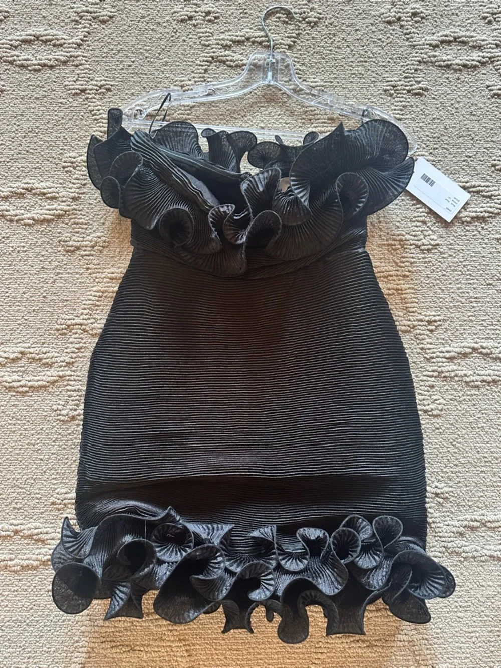 Lena Black Ruffle Strapless Party Dress - Picture 1 of 4